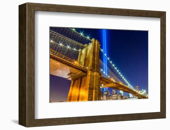 WTC Light over Brooklyn Bridge-null-Framed Art Print