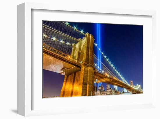 WTC Light over Brooklyn Bridge-null-Framed Art Print