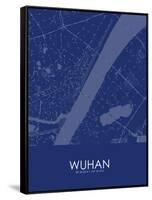 Wuhan, China Blue Map-null-Framed Stretched Canvas