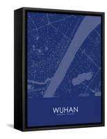Wuhan, China Blue Map-null-Framed Stretched Canvas
