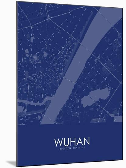 Wuhan, China Blue Map-null-Mounted Poster