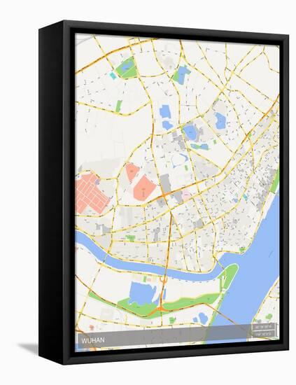 Wuhan, China Map-null-Framed Stretched Canvas