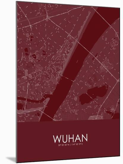 Wuhan, China Red Map-null-Mounted Poster