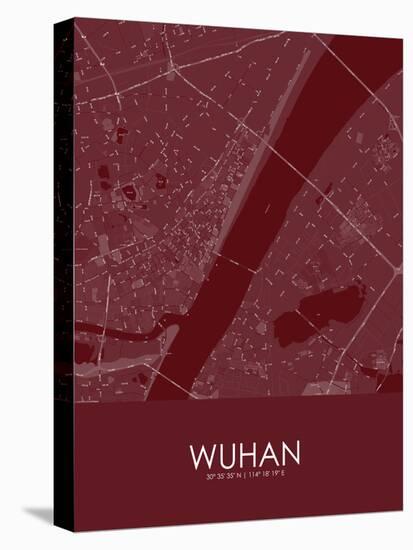 Wuhan, China Red Map-null-Stretched Canvas