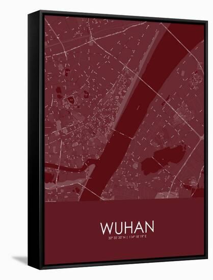Wuhan, China Red Map-null-Framed Stretched Canvas