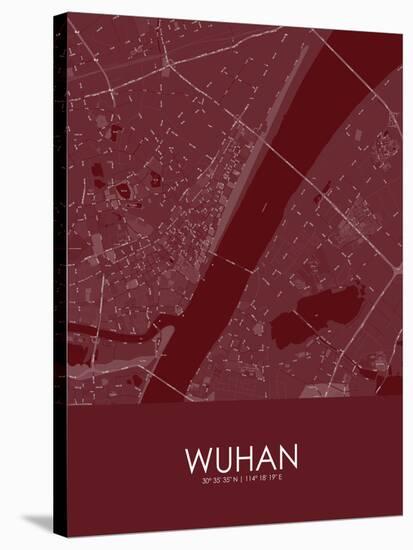 Wuhan, China Red Map-null-Stretched Canvas