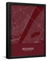 Wuhan, China Red Map-null-Framed Poster