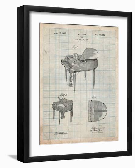 Wurlitzer Butterfly Model 235 Piano Patent-Cole Borders-Framed Art Print