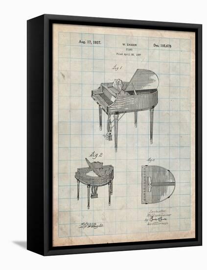 Wurlitzer Butterfly Model 235 Piano Patent-Cole Borders-Framed Stretched Canvas