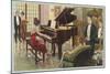 Wurlitzer Piano in Home-null-Mounted Art Print