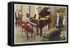Wurlitzer Piano in Home-null-Framed Stretched Canvas