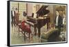 Wurlitzer Piano in Home-null-Framed Stretched Canvas