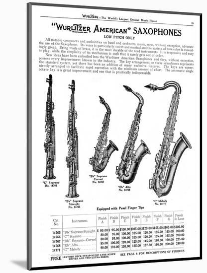 Wurlitzer Saxophones-null-Mounted Art Print