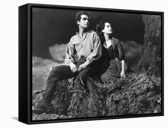 Wuthering Heights, Laurence Olivier, Merle Oberon, 1939-null-Framed Stretched Canvas