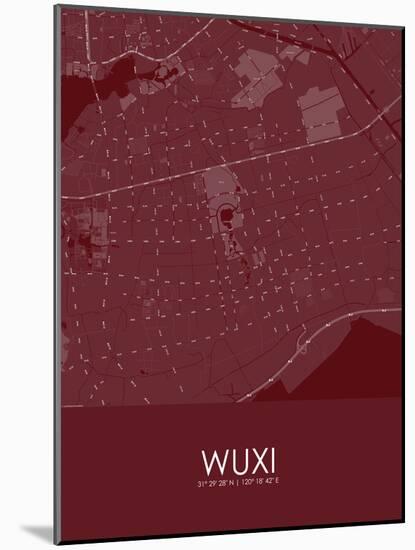 Wuxi, China Red Map-null-Mounted Poster