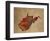 WV Colorful Counties-Red Atlas Designs-Framed Giclee Print