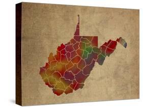 WV Colorful Counties-Red Atlas Designs-Stretched Canvas