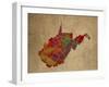 WV Colorful Counties-Red Atlas Designs-Framed Giclee Print