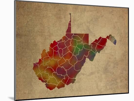 WV Colorful Counties-Red Atlas Designs-Mounted Giclee Print