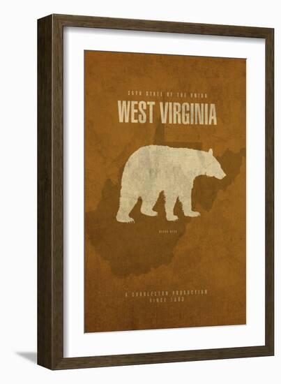 WV State Minimalist Posters-Red Atlas Designs-Framed Giclee Print