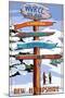 WVRCC, New Hampshire - Snow Destination Signpost-Lantern Press-Mounted Art Print