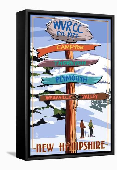 WVRCC, New Hampshire - Snow Destination Signpost-Lantern Press-Framed Stretched Canvas