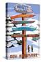 WVRCC, New Hampshire - Snow Destination Signpost-Lantern Press-Stretched Canvas