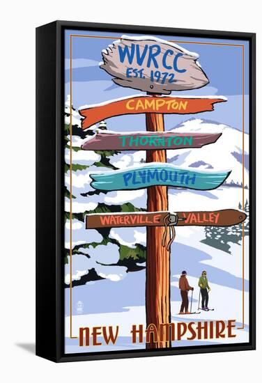 WVRCC, New Hampshire - Snow Destination Signpost-Lantern Press-Framed Stretched Canvas