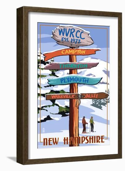 WVRCC, New Hampshire - Snow Destination Signpost-Lantern Press-Framed Art Print