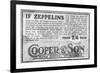WW1 - Ad for Repirators - Threat of Gas Attack by Zeppelins-null-Framed Premium Giclee Print