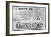 WW1 - Ad for Repirators - Threat of Gas Attack by Zeppelins-null-Framed Art Print