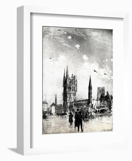 WW1 - Air Battle over the Ypres, Belgium, 1915-Donald Maxwell-Framed Art Print