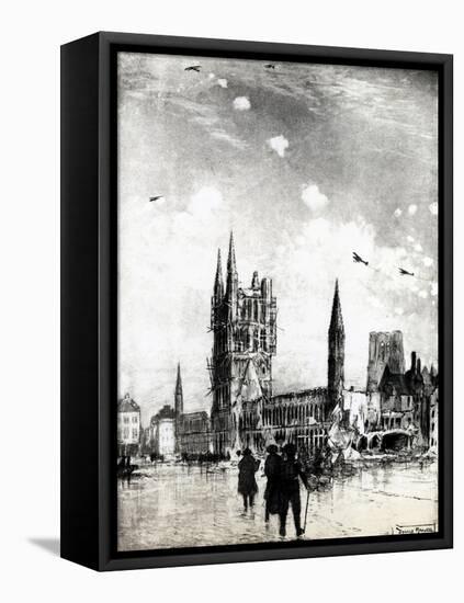 WW1 - Air Battle over the Ypres, Belgium, 1915-Donald Maxwell-Framed Stretched Canvas