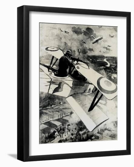 WW1 - British and German Aircraft in Action, 1917-null-Framed Art Print