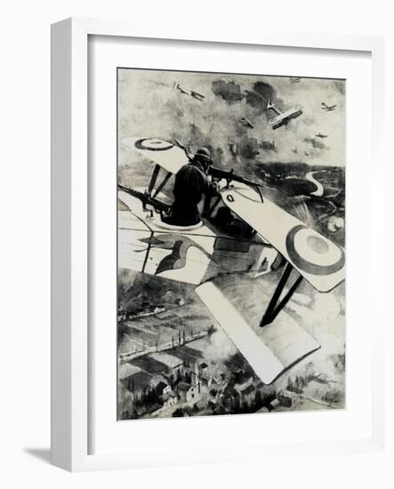 WW1 - British and German Aircraft in Action, 1917-null-Framed Art Print