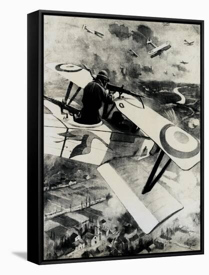 WW1 - British and German Aircraft in Action, 1917-null-Framed Stretched Canvas
