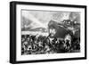 WW1 - British Field-Artillery Shelling a Turkish Fort-Arturo Bianchini-Framed Art Print