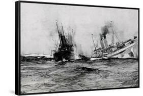 WW1 - British Hospital Ship Anglia Sinks, November 17th 1915-Charles Dixon-Framed Stretched Canvas