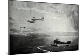 WW1 - British Seaplane Squadron on Patrol-Donald Maxwell-Mounted Art Print