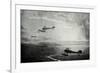 WW1 - British Seaplane Squadron on Patrol-Donald Maxwell-Framed Art Print