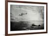 WW1 - British Seaplane Squadron on Patrol-Donald Maxwell-Framed Art Print