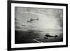 WW1 - British Seaplane Squadron on Patrol-Donald Maxwell-Framed Art Print