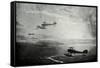 WW1 - British Seaplane Squadron on Patrol-Donald Maxwell-Framed Stretched Canvas