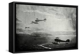 WW1 - British Seaplane Squadron on Patrol-Donald Maxwell-Framed Stretched Canvas