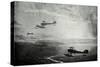 WW1 - British Seaplane Squadron on Patrol-Donald Maxwell-Stretched Canvas