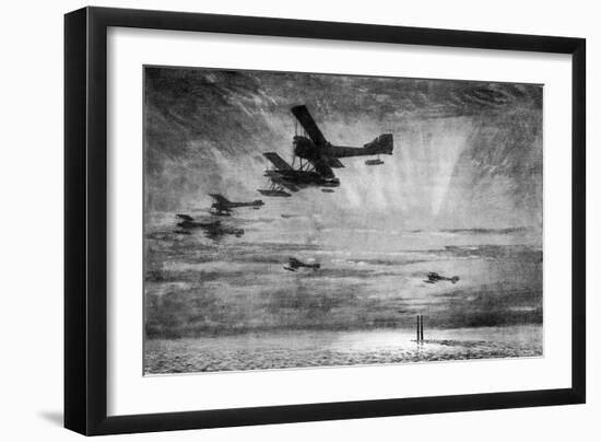 WW1 - British Seaplanes in Action, Cuxhaven, Germany, 1915-Donald Maxwell-Framed Art Print