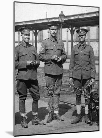 WW1 British Soldiers & Dog-null-Mounted Giclee Print