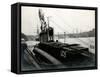 WW1 - Captured Uc5 U-Boat in the River Thames-null-Framed Stretched Canvas