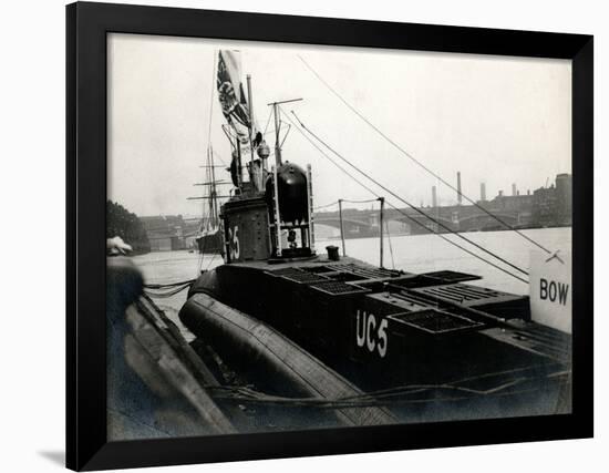 WW1 - Captured Uc5 U-Boat in the River Thames-null-Framed Photographic Print