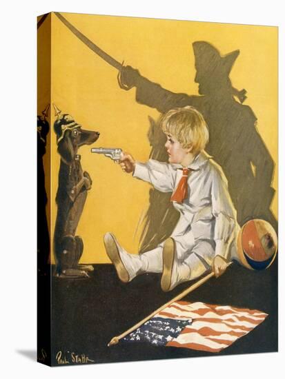 WW1 Cartoon, Boy and Dog-Paul Stahr-Stretched Canvas